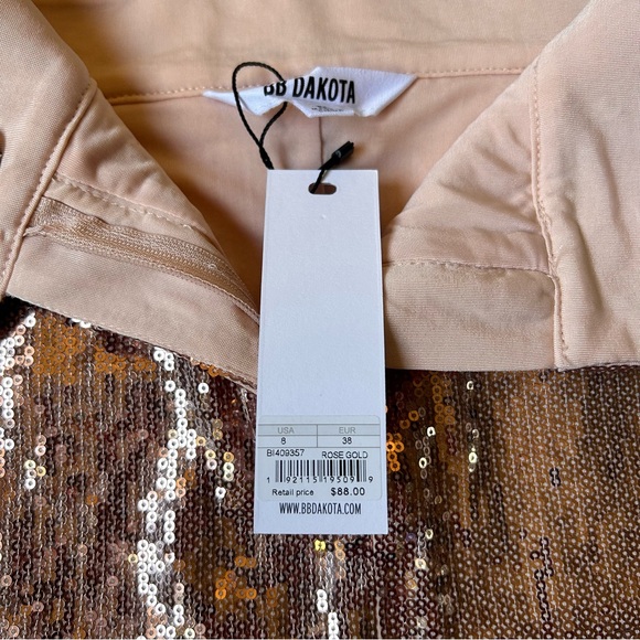 🆕 BB Dakota Rose Gold Sequin Mini Skirt - Picture 9 of 13